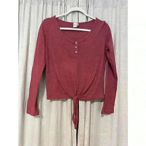 Paper Crane Long sleeve/ woman’s coral color waffle cone tie shirt size medium